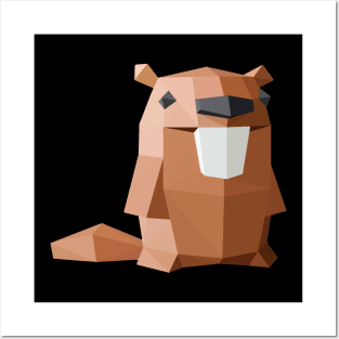 Cute Beaver Polygon With Big Teeth Posters and Art